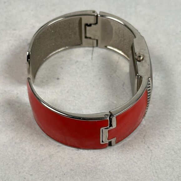Studio Time Watch Women 21mm Rectangle MOP Dial Red Enamel Cuff Band New Battery - Picture 7 of 11
